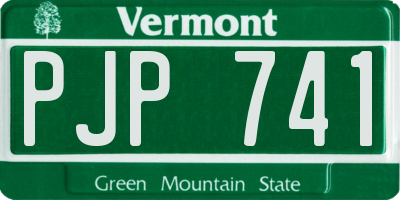 VT license plate PJP741