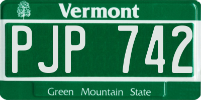 VT license plate PJP742