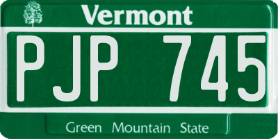 VT license plate PJP745