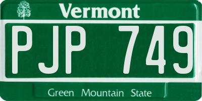 VT license plate PJP749