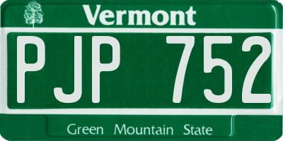 VT license plate PJP752