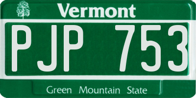 VT license plate PJP753
