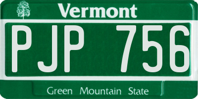 VT license plate PJP756