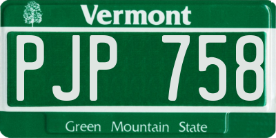 VT license plate PJP758