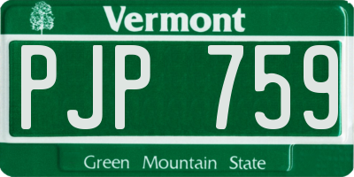 VT license plate PJP759