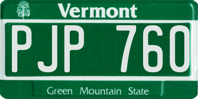 VT license plate PJP760