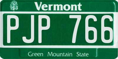 VT license plate PJP766