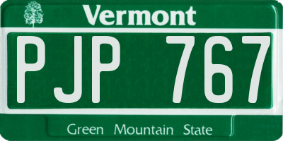 VT license plate PJP767