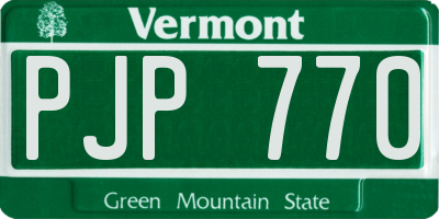 VT license plate PJP770