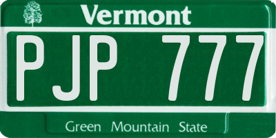 VT license plate PJP777