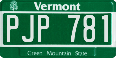 VT license plate PJP781