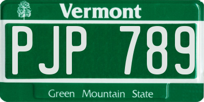 VT license plate PJP789