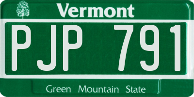 VT license plate PJP791