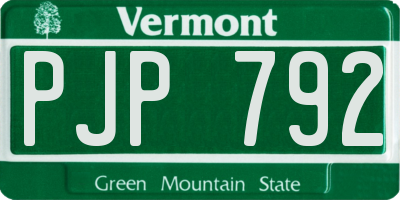 VT license plate PJP792