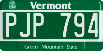 VT license plate PJP794