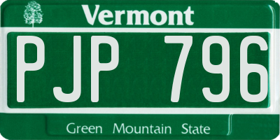 VT license plate PJP796