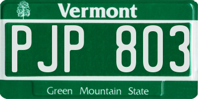VT license plate PJP803