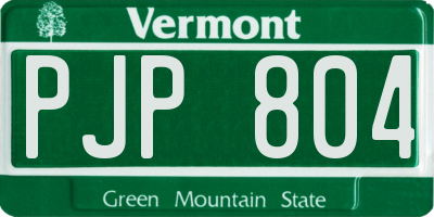 VT license plate PJP804