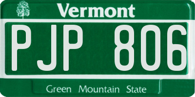 VT license plate PJP806