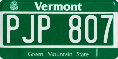 VT license plate PJP807
