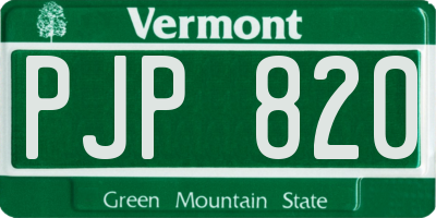VT license plate PJP820