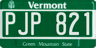 VT license plate PJP821