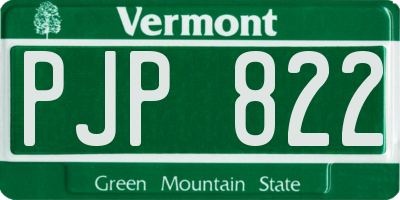 VT license plate PJP822