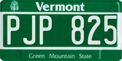 VT license plate PJP825