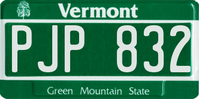 VT license plate PJP832