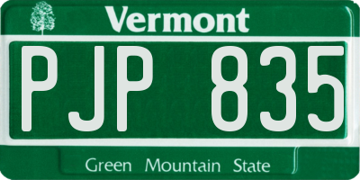 VT license plate PJP835