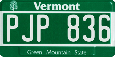 VT license plate PJP836