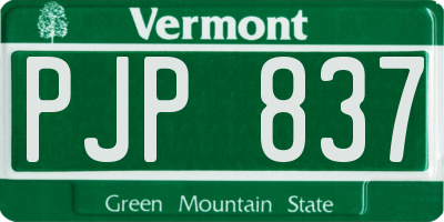 VT license plate PJP837