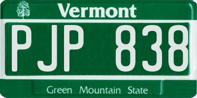 VT license plate PJP838