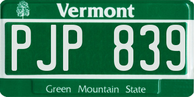 VT license plate PJP839