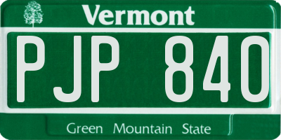 VT license plate PJP840