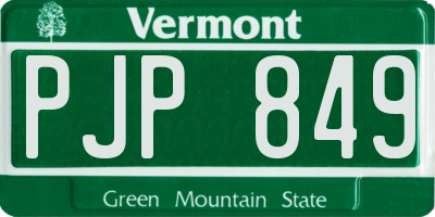 VT license plate PJP849