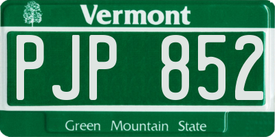 VT license plate PJP852
