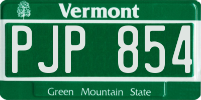VT license plate PJP854