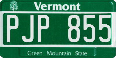 VT license plate PJP855