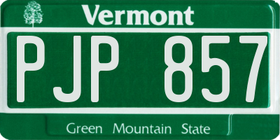 VT license plate PJP857