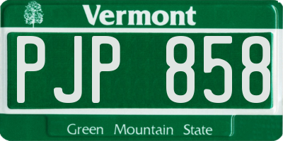 VT license plate PJP858