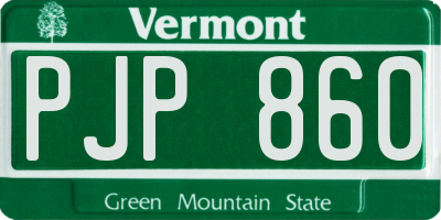 VT license plate PJP860