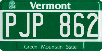 VT license plate PJP862