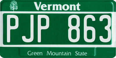 VT license plate PJP863