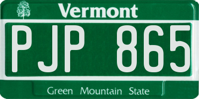 VT license plate PJP865