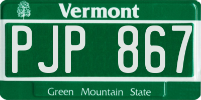 VT license plate PJP867
