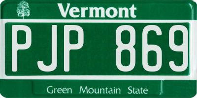 VT license plate PJP869