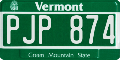 VT license plate PJP874