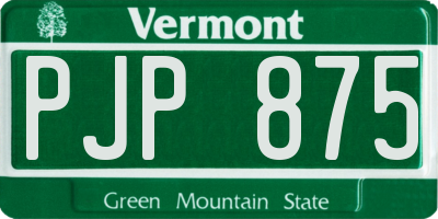 VT license plate PJP875