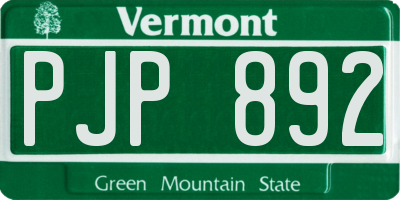 VT license plate PJP892